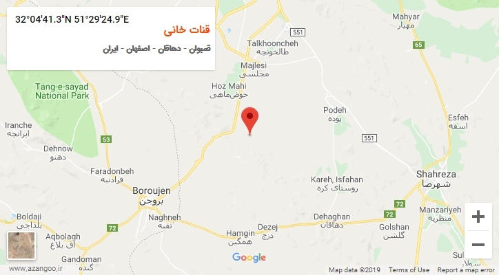 روستای قنات خانی بر روی نقشه
