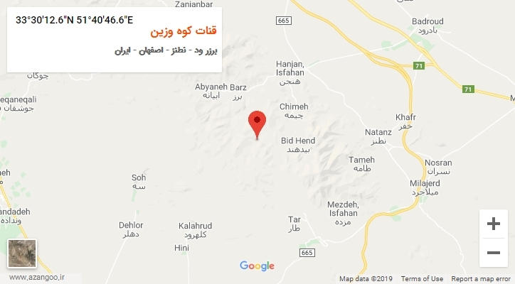روستای قنات کوه وزین بر روی نقشه