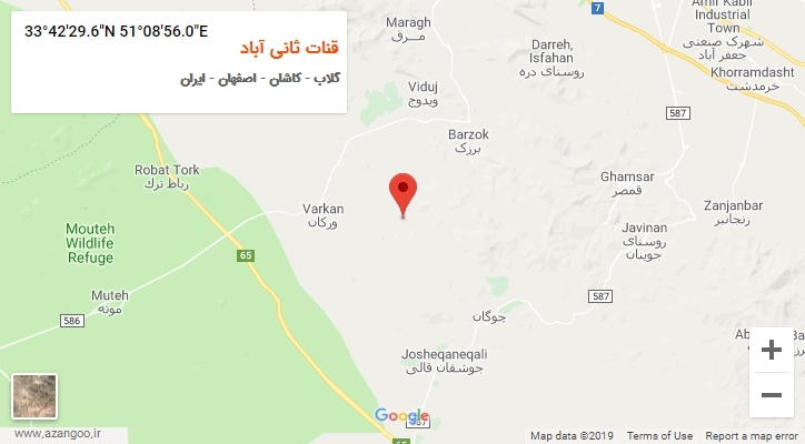 روستای قنات ثانی آباد بر روی نقشه