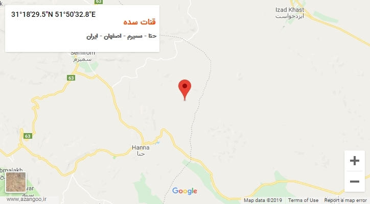 روستای قنات سده بر روی نقشه