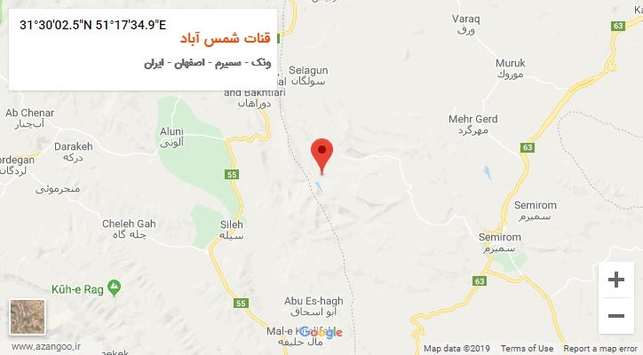 روستای قنات شمس آباد بر روی نقشه