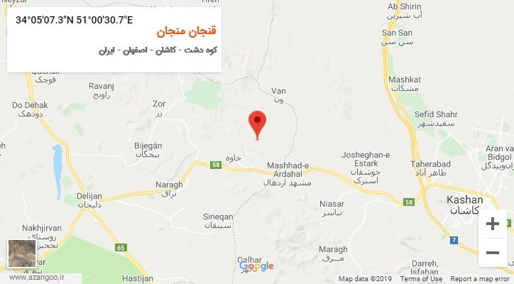 روستای قنجان منجان بر روی نقشه