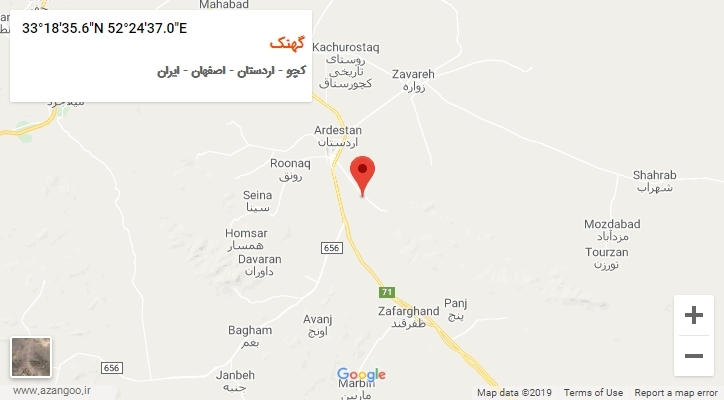 روستای گهنک بر روی نقشه