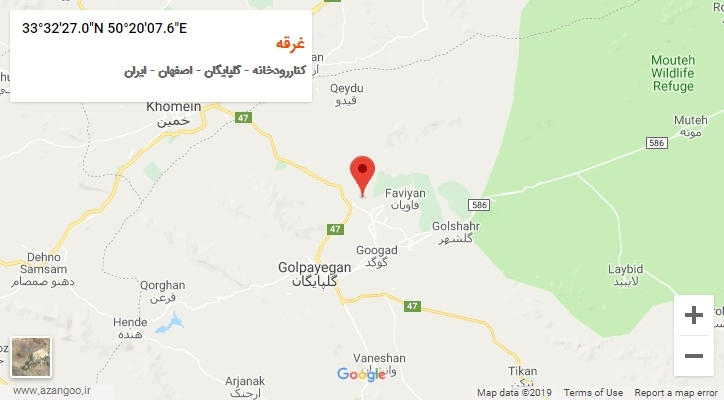 روستای غرقه بر روی نقشه
