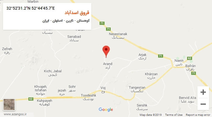 روستای قروق اسدآباد بر روی نقشه
