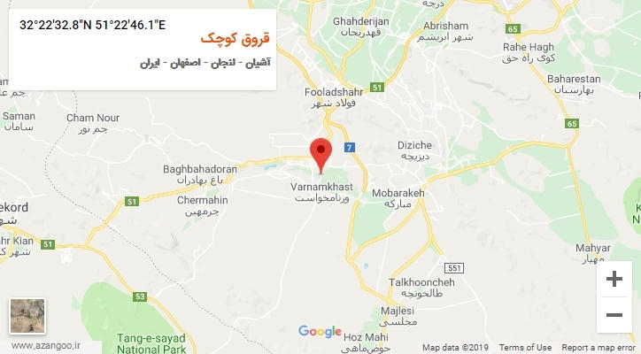 روستای قروق کوچک بر روی نقشه
