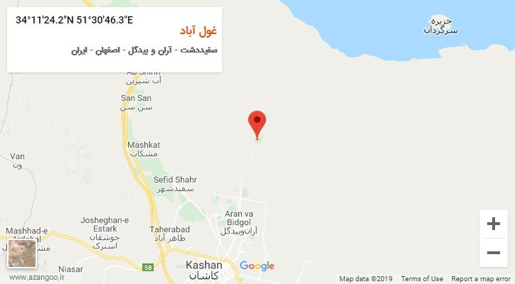 روستای غول آباد بر روی نقشه