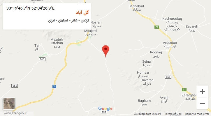 روستای گل آباد بر روی نقشه
