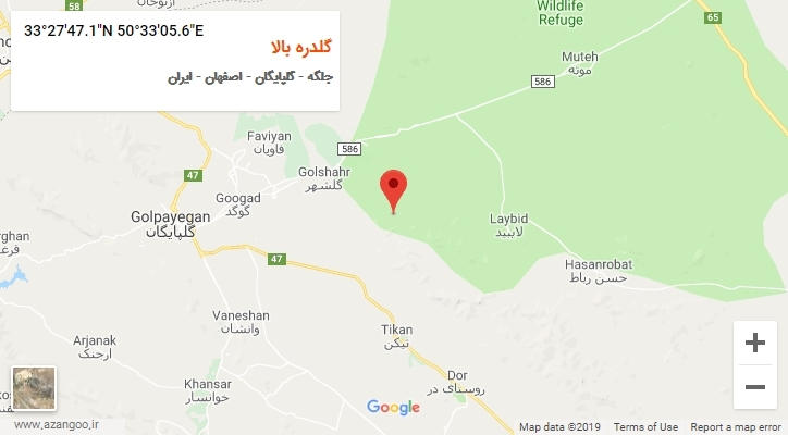 روستای گلدره بالا بر روی نقشه