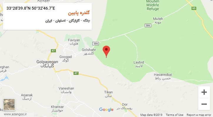 روستای گلدره پایین بر روی نقشه