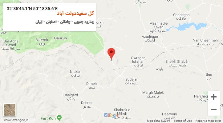 روستای گل سفیددولت آباد بر روی نقشه