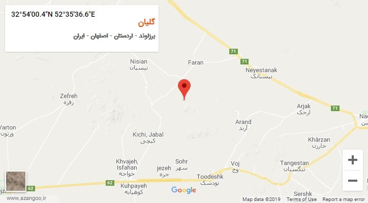 روستای گلیان بر روی نقشه
