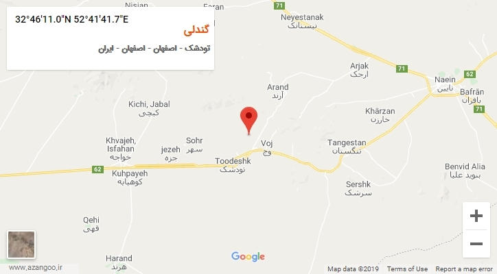 روستای گندلی بر روی نقشه