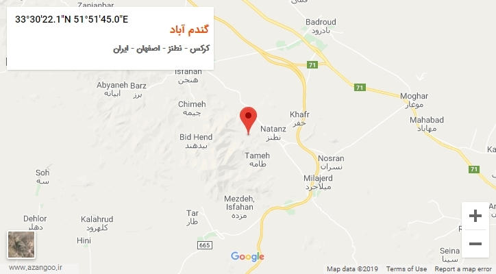 روستای گندم آباد بر روی نقشه
