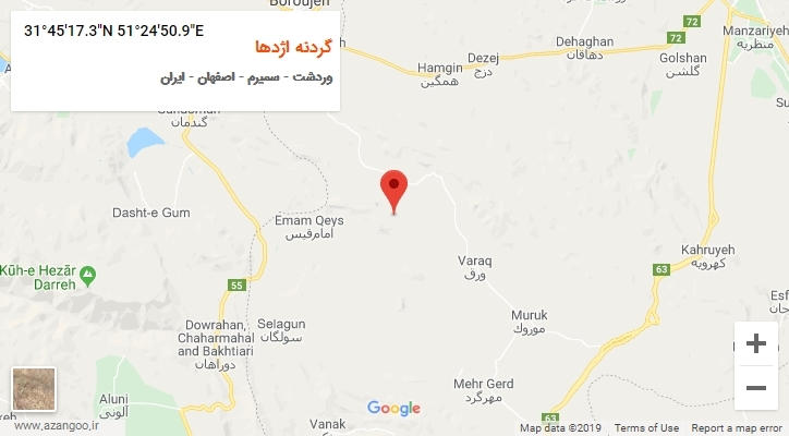 روستای گردنه اژدها بر روی نقشه