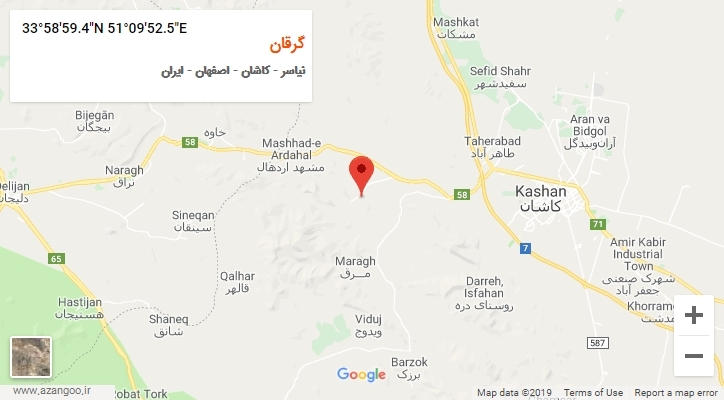 روستای گرقان بر روی نقشه