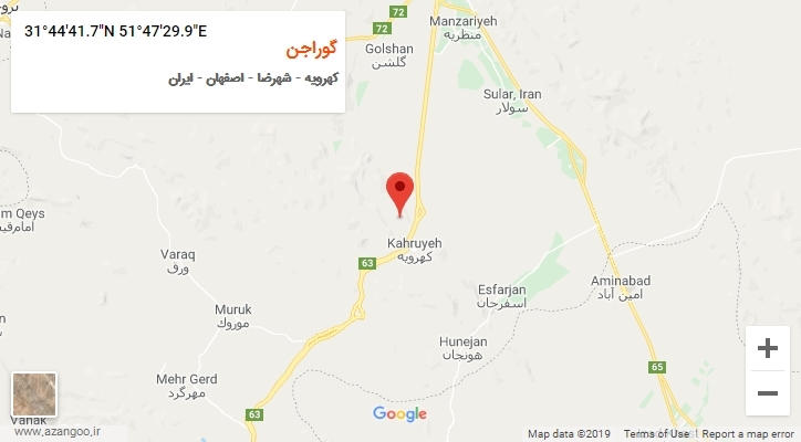روستای گوراجن بر روی نقشه