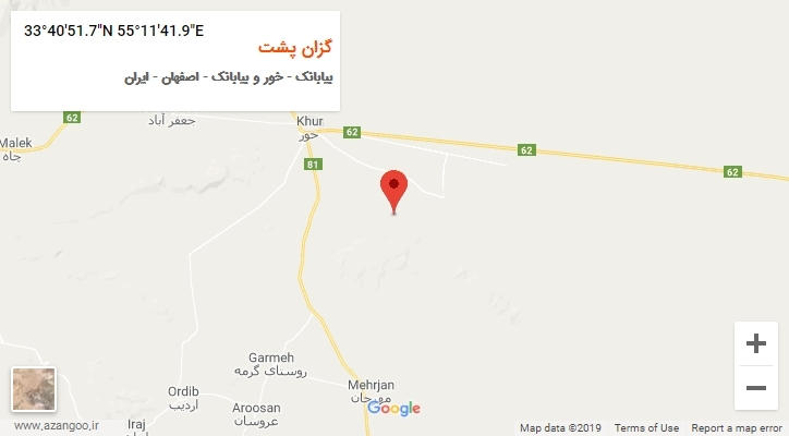 روستای گزان پشت بر روی نقشه