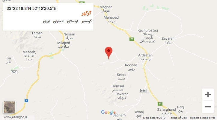 روستای گزکهر بر روی نقشه