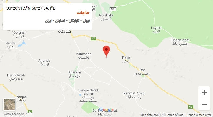 روستای حاجات بر روی نقشه