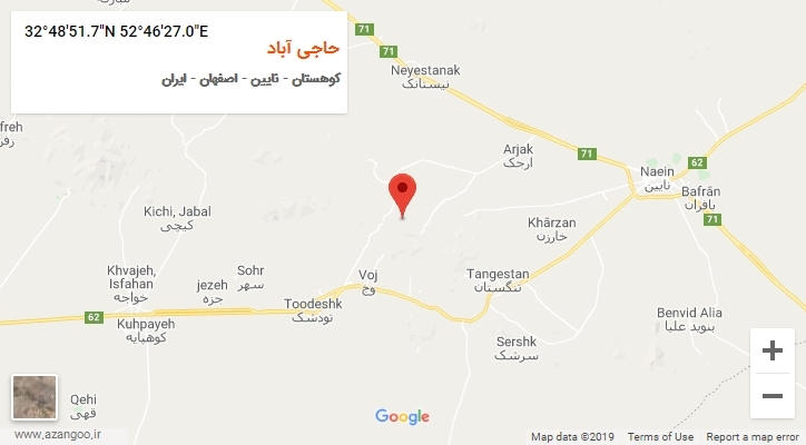 روستای حاجی آباد بر روی نقشه