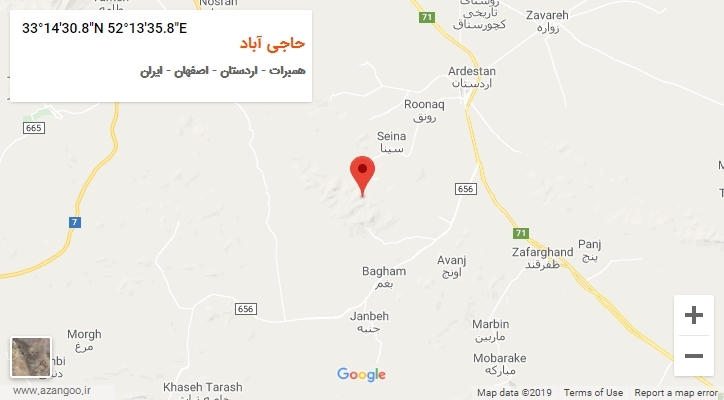 روستای حاجی آباد بر روی نقشه
