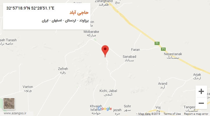 روستای حاجی آباد بر روی نقشه