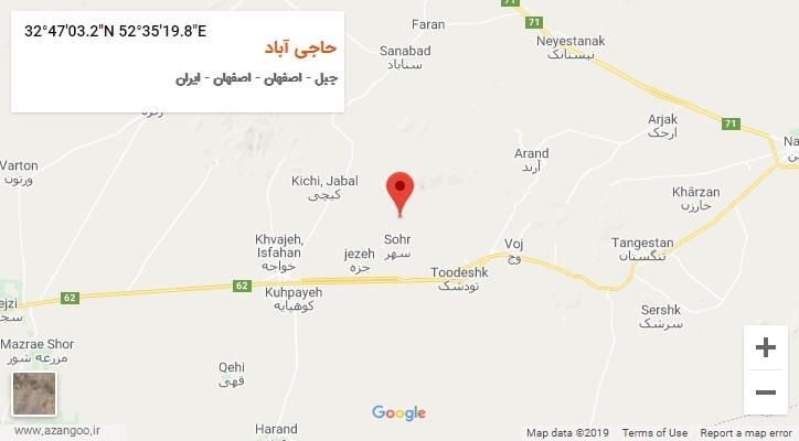 روستای حاجی آباد بر روی نقشه