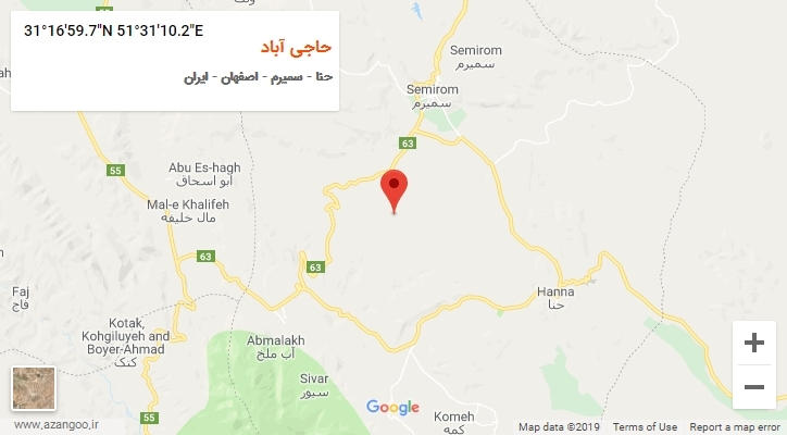 روستای حاجی آباد بر روی نقشه