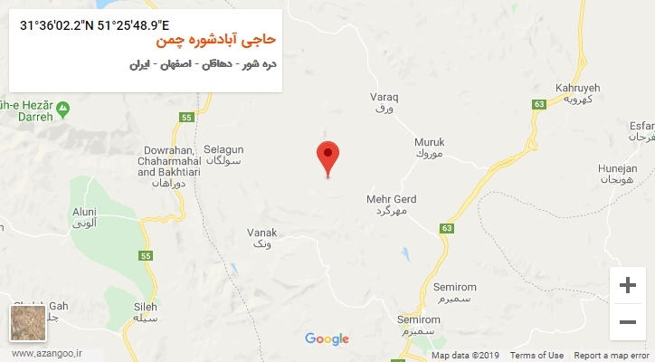 روستای حاجی آبادشوره چمن بر روی نقشه