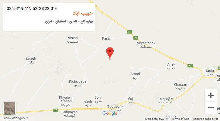 روستای حبیب آباد بر روی نقشه