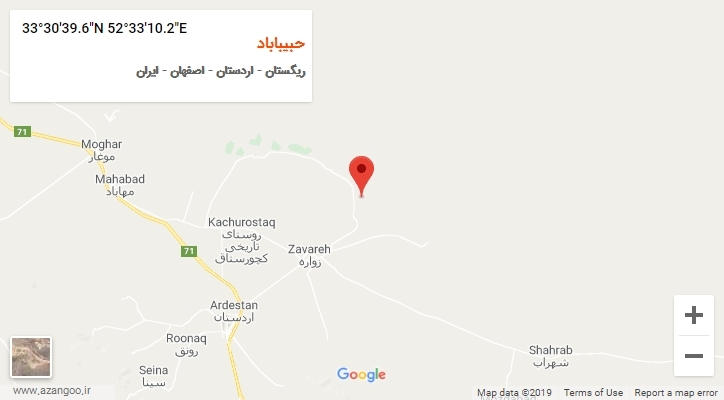 روستای حبیباباد بر روی نقشه