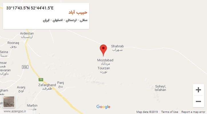 روستای حبیب آباد بر روی نقشه