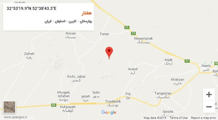 روستای هفتار بر روی نقشه