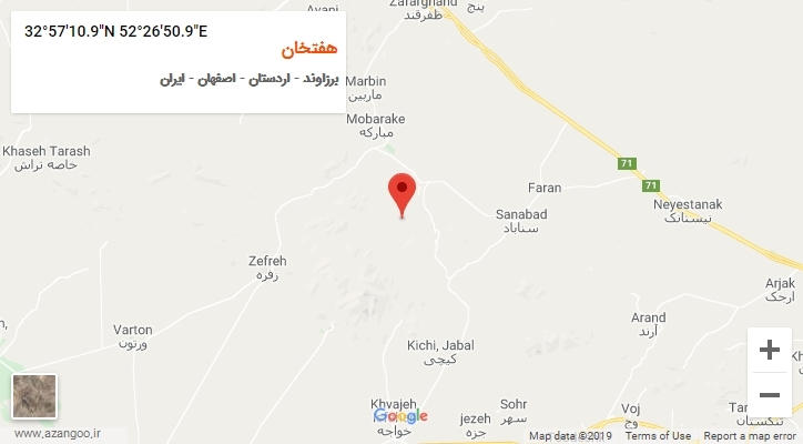 روستای هفتخان بر روی نقشه