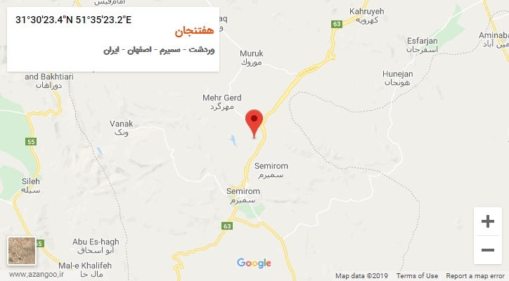 روستای هفتنجان بر روی نقشه