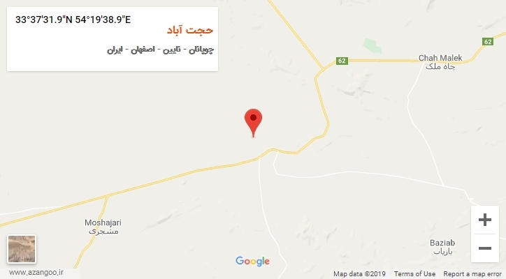 روستای حجت آباد بر روی نقشه