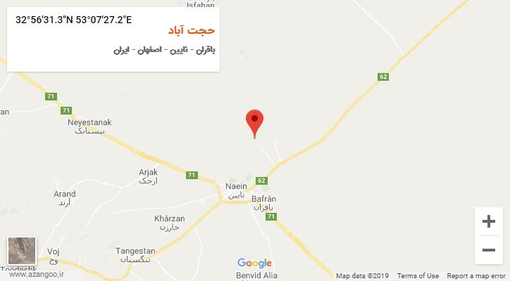 روستای حجت آباد بر روی نقشه