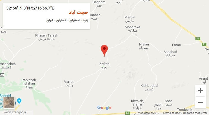 روستای حجت آباد بر روی نقشه