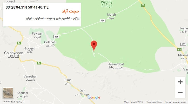 روستای حجت آباد بر روی نقشه