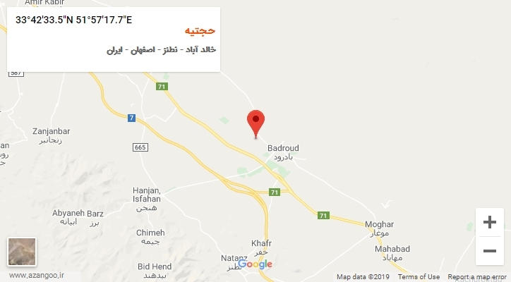 روستای حجتیه بر روی نقشه