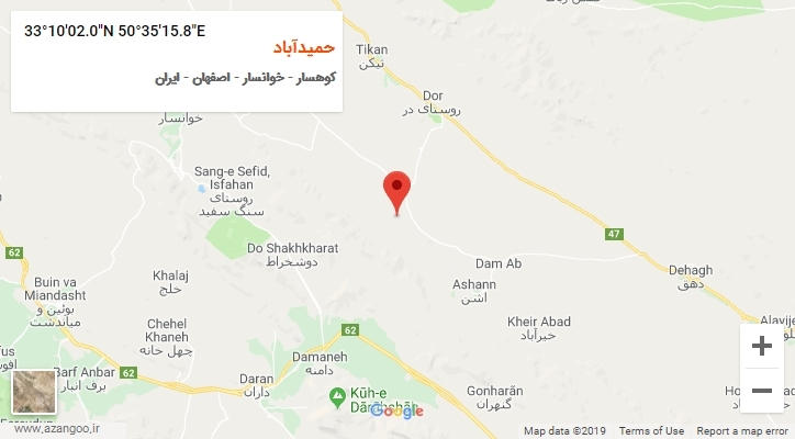 روستای حمیدآباد بر روی نقشه
