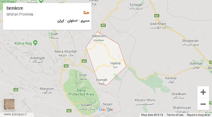 دهستان حنا بر روی نقشه