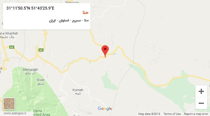 روستای حنا بر روی نقشه