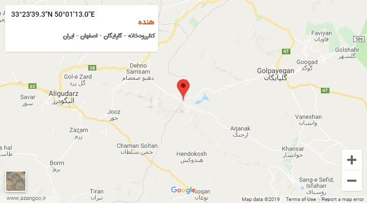 روستای هنده بر روی نقشه