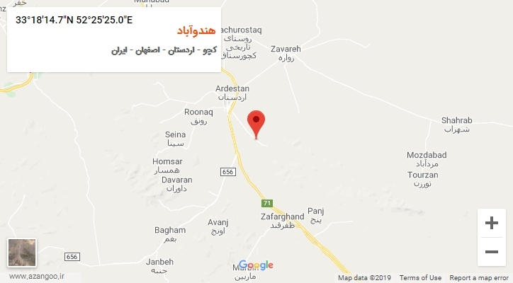 روستای هندوآباد بر روی نقشه