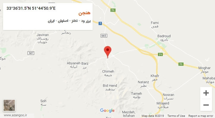 روستای هنجن بر روی نقشه