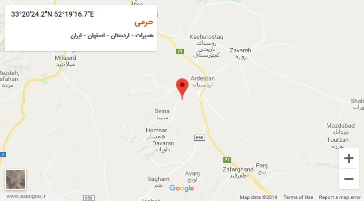 روستای حرمی بر روی نقشه