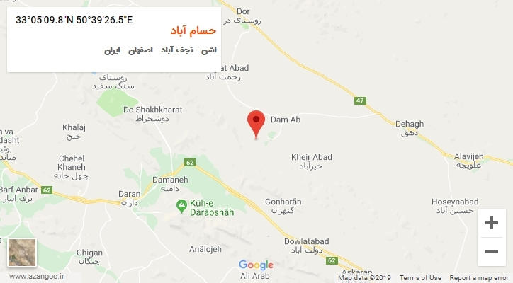 روستای حسام آباد بر روی نقشه