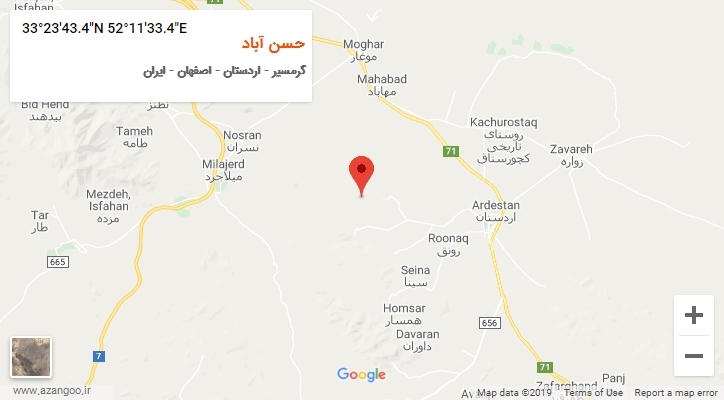 روستای حسن آباد بر روی نقشه